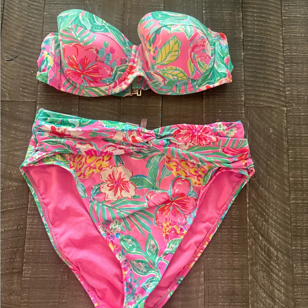 Lilly Pulitzer Pink and Green Floral Bikini